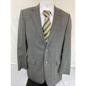 Jos A Bank Sport Coat Mens Size 40L Classic Fit 100% Wool 2 Button Brown Checked